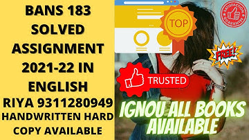 BANS 183 SOLVED ASSIGNMENT 2021-22 IN ENGLISH