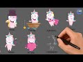 30 Unicorn Emoji Stickers Drawing Art   Unicorn feeling icons Drawing SVG Video CAMBO TOYS