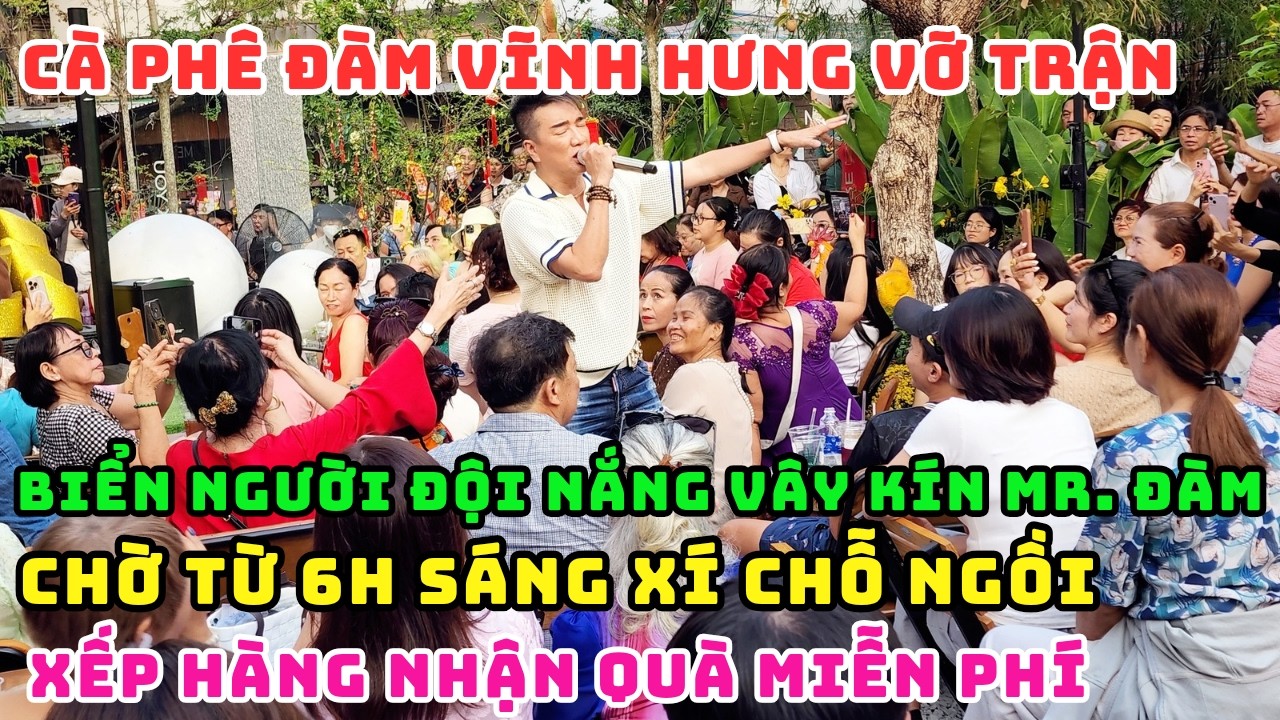 TRỰC TIẾP! TRƯA MÙNG 6 TẾT MR.ĐÀM ĐỘI NẮNG HÁT CỰC SUNG, BIỂN NGƯỜI BAO VÂY CÀ PHÊ CÀ PHÁO NHẬN QUÀ