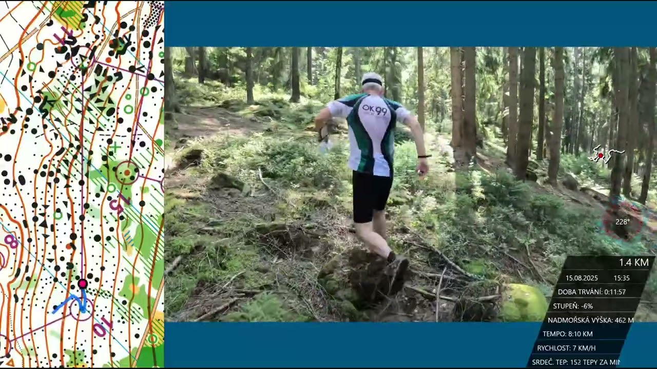 Rumcajsovy míle, 1. etapa, sprint, H35, 2025-08-15 | Headcam orienteering