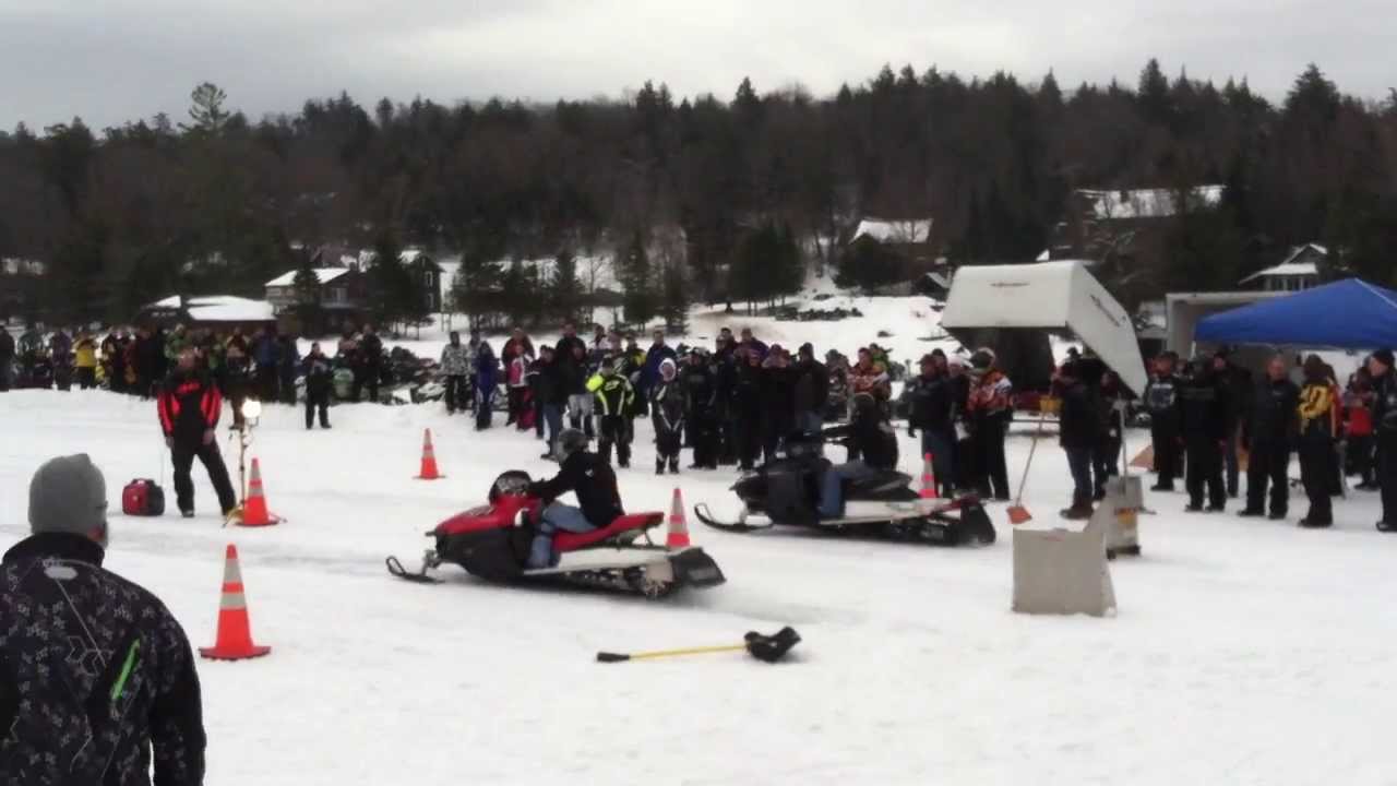 snowmobile drag race Big Moose Lake NY YouTube