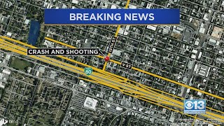 Officers Investigate Crash And Shooting Downtown