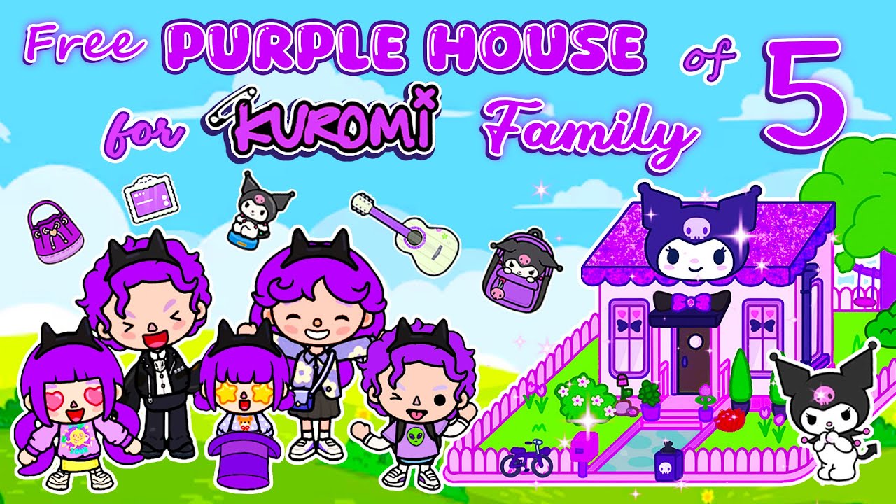 Free Purple House For Kuromi's Family of 5 💖 Toca Boca House Ideas 😍 Toca Life World