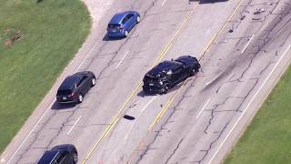 Sky 4 flies over scene of crash involving Upstate deputy