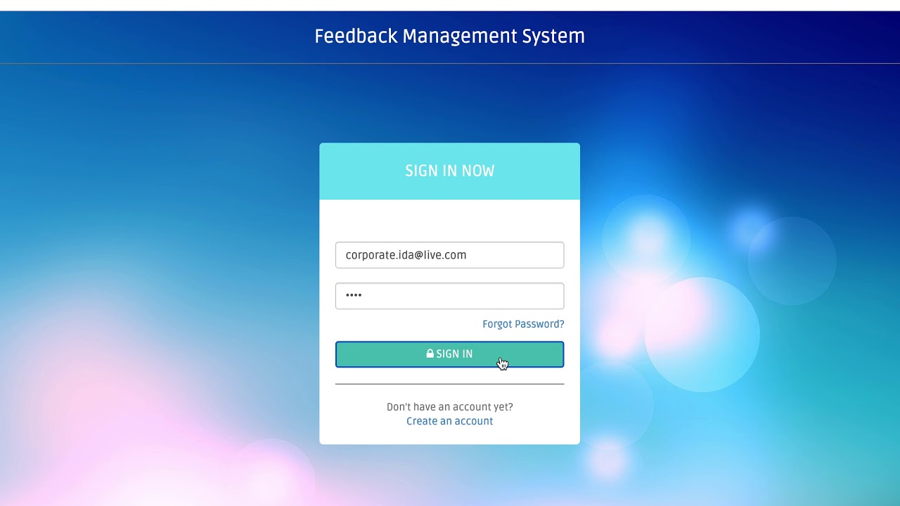 Feedback Management by IDA - Create Member Account