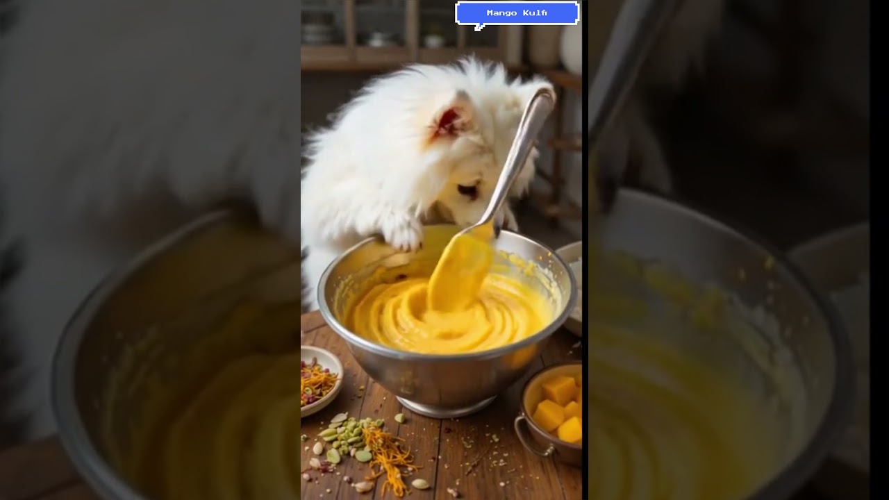 Cute Dog Cooking Mango Kulfi 