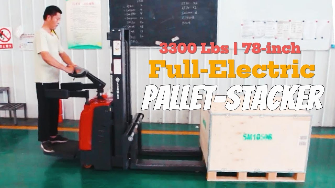 SUNMAX Full-Electric Pallet Stacker | 3300 lbs Capacity | 78