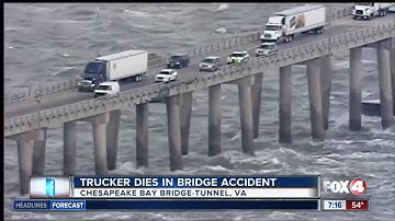 High winds blows truck off bridge