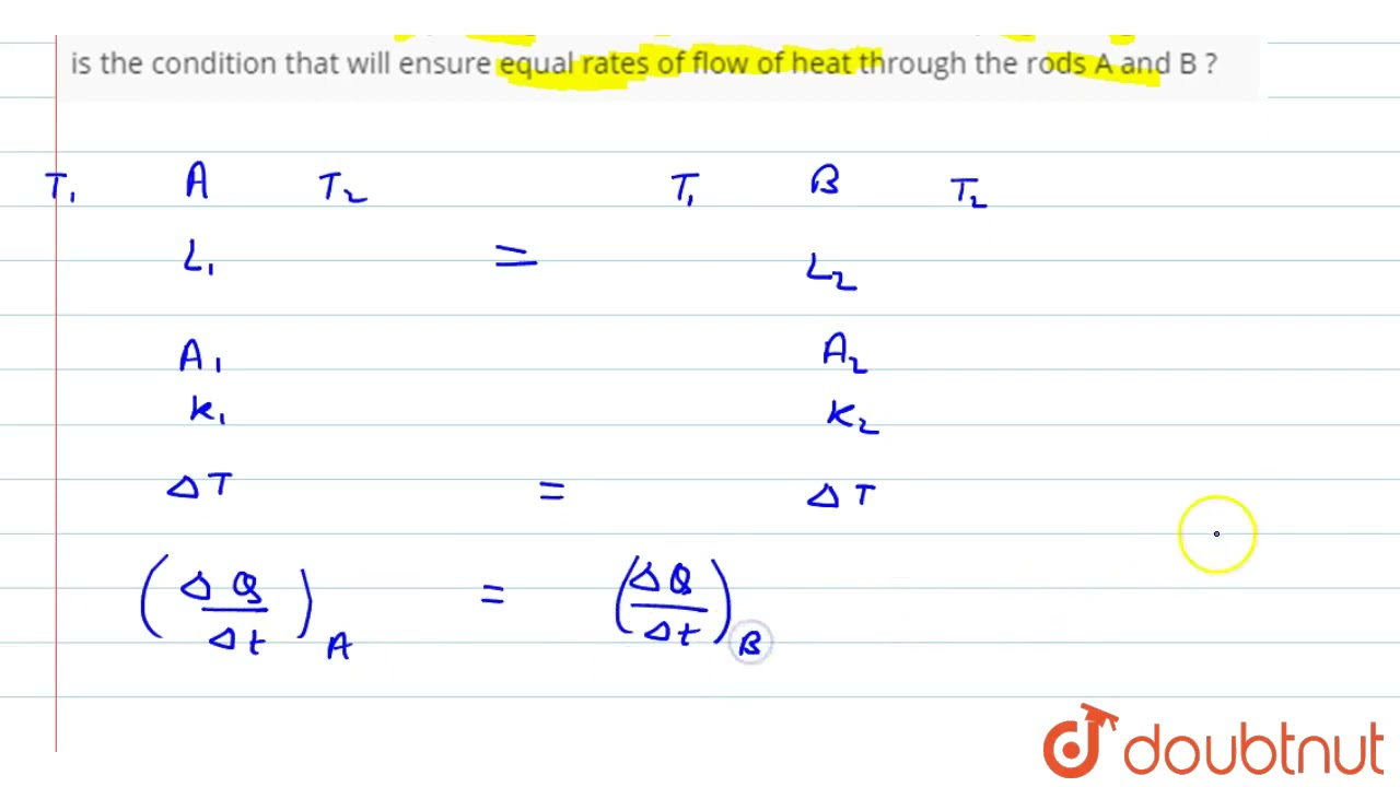 Two rods A and B are of equal length. Each rod has the ends at temp T