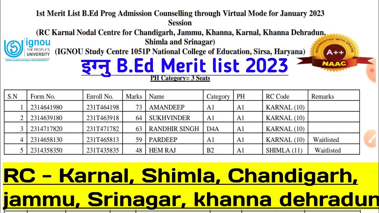 ignou bed merit list 2023 || How To download bed merit list 2023 || How To check bed admission 2023