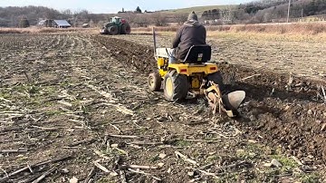 Cub Cadet 169 Plowing With a Brinly Sleeve Hitch Moldboard Plow