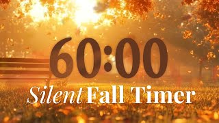 1 Hour Autumn Timer 🍂 Silent Countdown with Falling Leaves & Sunset