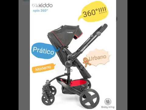 Carrinho de Bebê Travel System kiddo Spin 360° Preto + Caracol Xadrez Preto