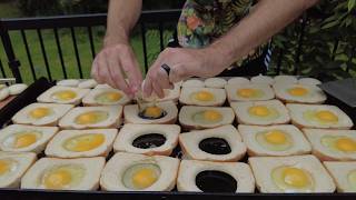 Tailgate Breakfast On a Griddle (Eggs in a Basket)