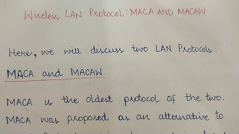 Wireless Lan Protocol: MACA and MACAW