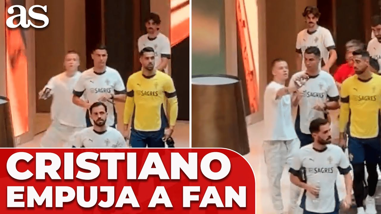 FEO GESTO de CRISTIANO RONALDO con PORTUGAL: EMPUJA a un FAN por hacerse una FOTO