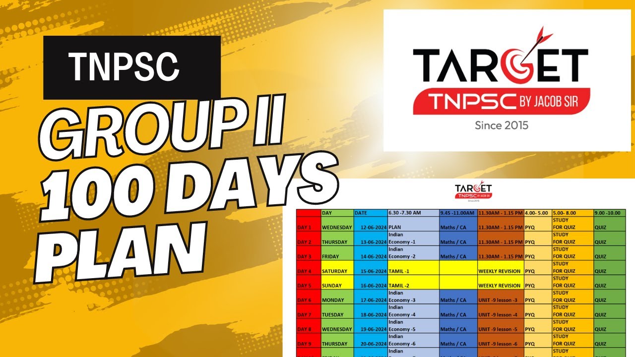TARGET TNPSC GROUP - 1 & GROUP 2 | 100 DAYS STUDY PLAN - YouTube