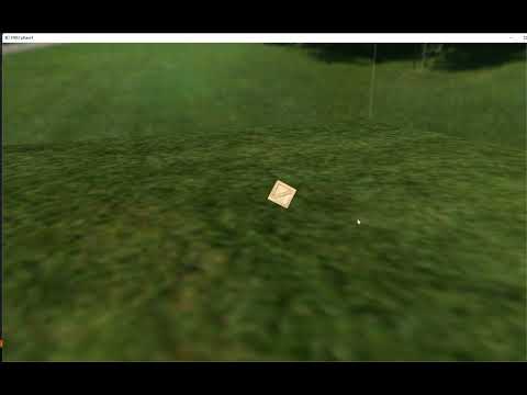 Single cube with a slight spin (damping and friction added, energy not conserved)