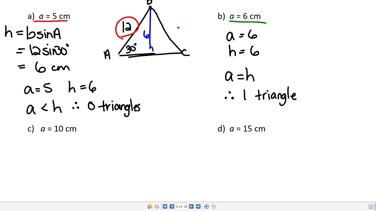 2.3 Part 2 The Ambiguous Case of the Sine Law - YouTube