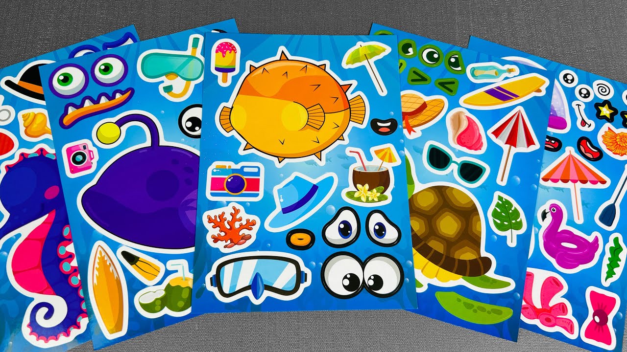 Satisfying ASMR Sea Creatures Sticker Collage | Decorating My Notebook with Cute Ocean Characters