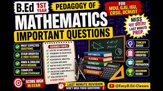 Pedagogy of Mathematics Most Important Questions | B.Ed. 1st Year | MDU CRSU IGU GJU #bed #exam #new
