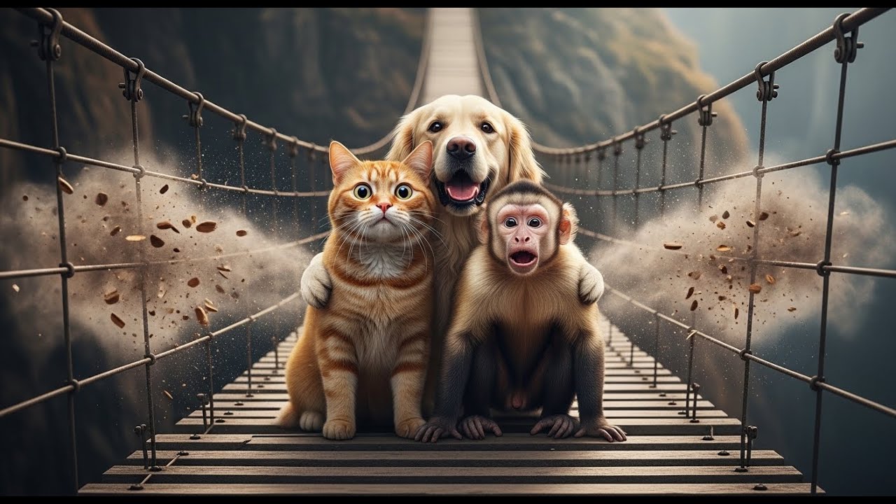 Funny Cartoon | Pet squad - Part 13: The Bridge That Almost Sneezed | Dog Cat Monkey