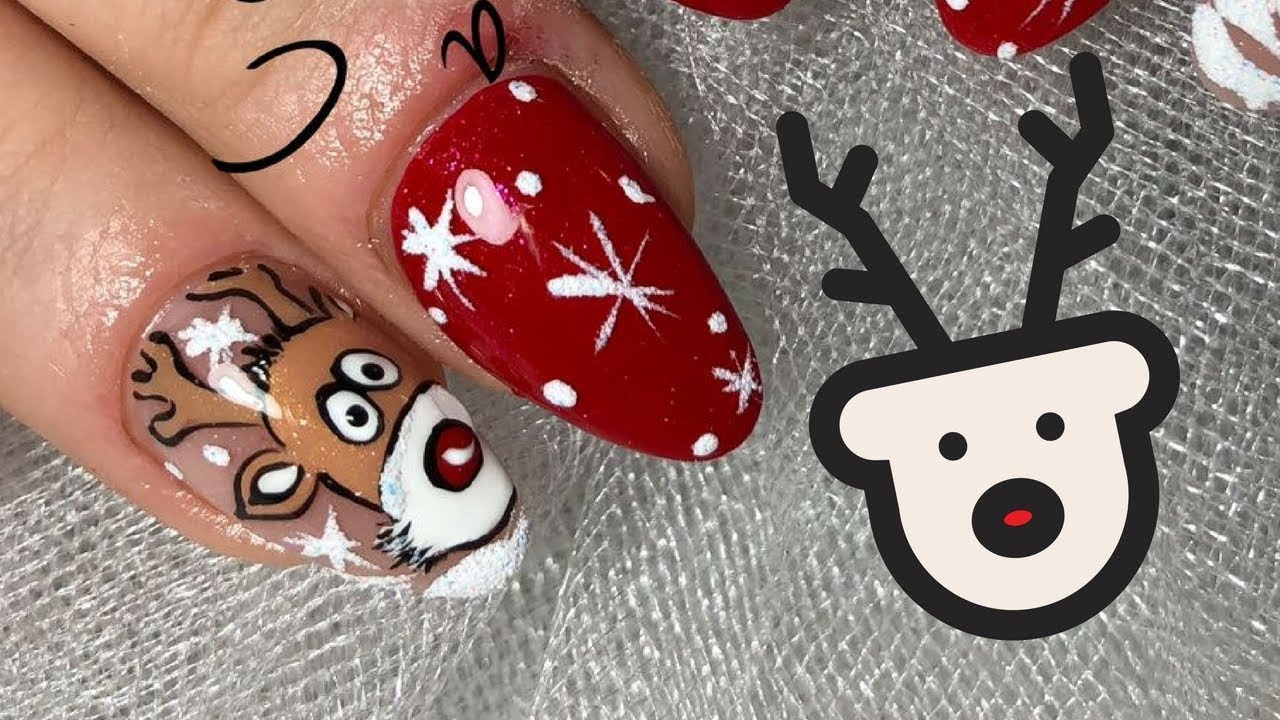 CHRISTMAS Nail Art| Rudolph Nail Art|Renna sulle Unghie| Оленёнок.Зимний дизайн|Christmas Nail Art
