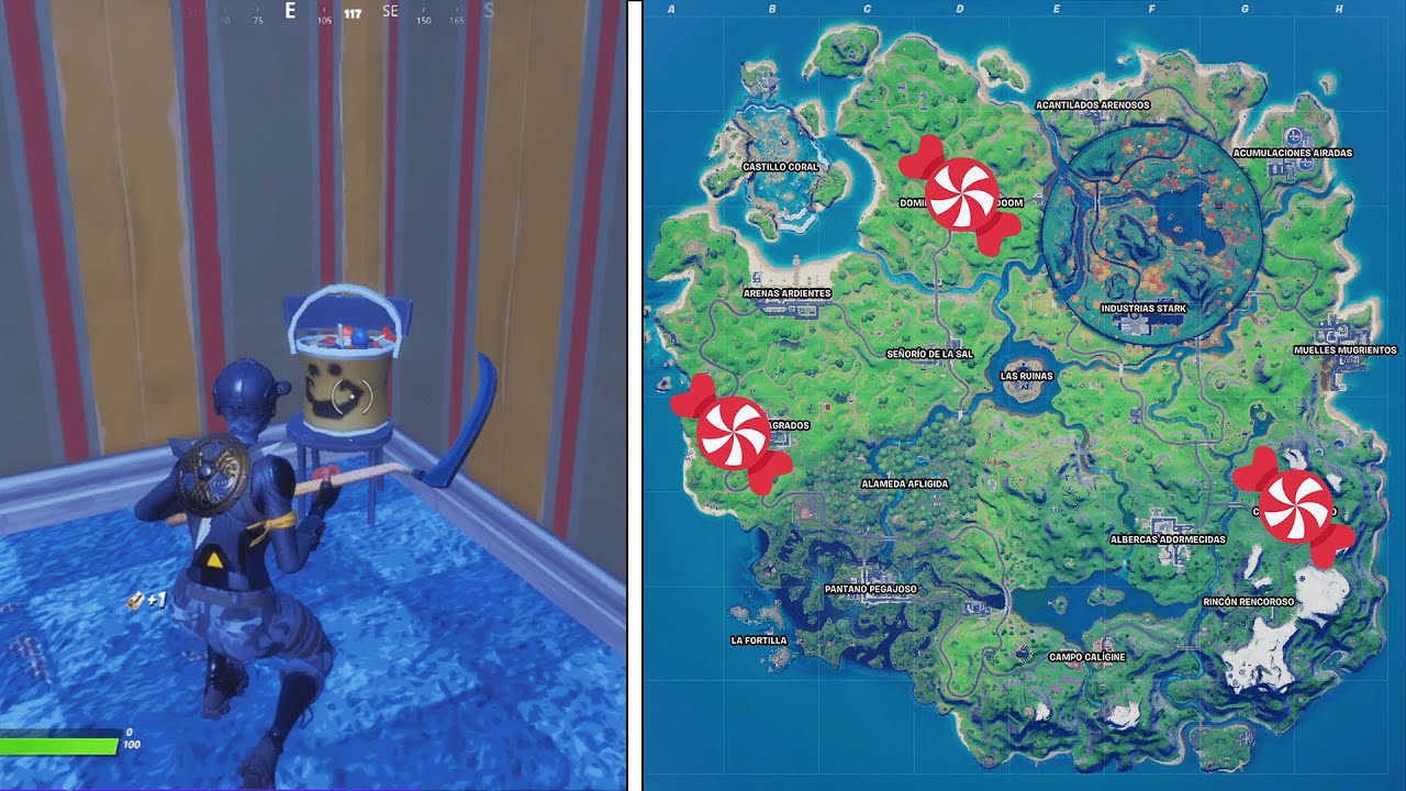 Come CARAMELOS (Donde están los CARAMELOS) DESAFIOS FORTNITEMARES