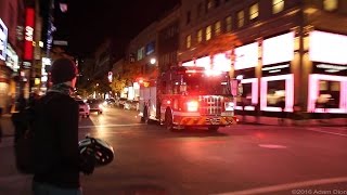 Montréal Fire Dept. (SIM) pumper 225 responding code 3 on Ste-Catherine street