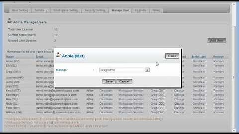 User management and security access control (Administration) in AJAXWorkspace