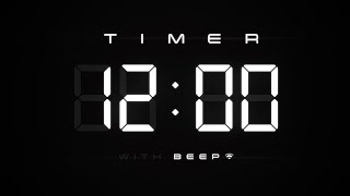 12 Min Digital Countdown Timer with Simple Beeps ⚪️