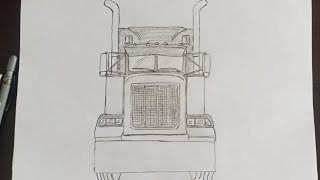 How to draw a Trailer - Tractor from the front - step by step