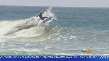 Huge Waves And Large Crowds At U.S. Open Of Surfing In Huntington Beach