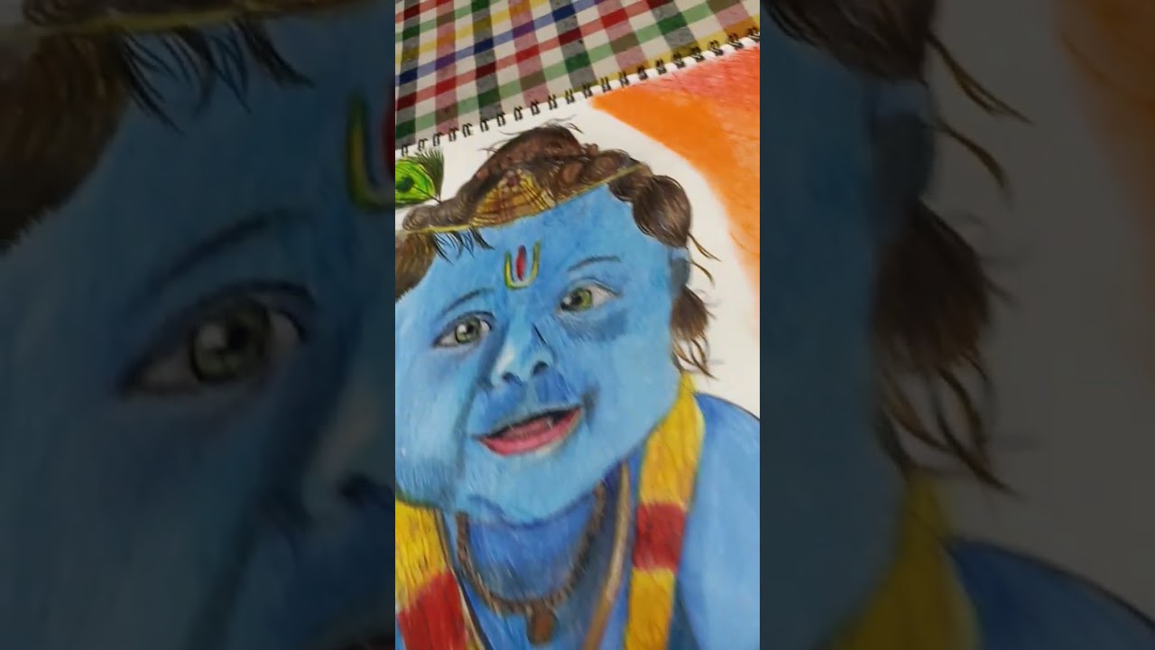 Drawing Cute baby krishna realistic colour pencil drawing🔥🙏 
