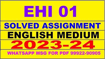 ehi 01 solved assignment 2023-24 | ehi 1 solved assignment in english 2024 | ehi 1 2024