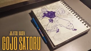 Drawing Gojo Satoru | with ballpointpen | Time lapse | ep 1 | Jujutsu Kaisen