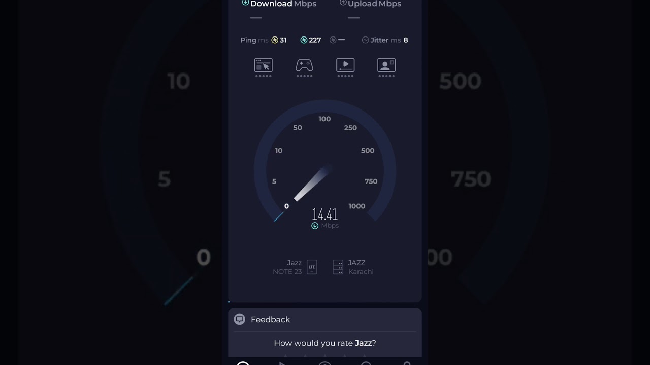 JAZZ internet speed test