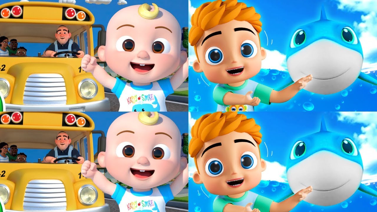 [NEW ] Baby Shark's Wheels on the Bus Baby Shark 3D Car Songs