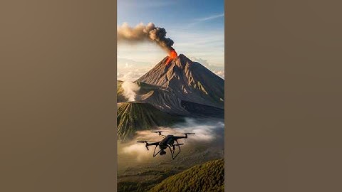 Drone recording when Mount Merapi issued lava