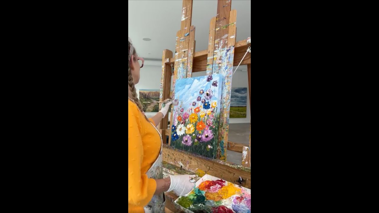 Painting colourful wildflowers with a palette knife | Giselle Denis Fine Artist