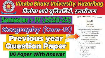 VBU UG Semester 4 Geography Honours Core 10 Previous year Question Paper With Answer Session 2018-21