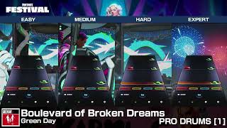 [FNFestival] Boulevard of Broken Dreams - Pro Drums/Cymbals (Chart Preview, All Difficulties) @CoroQuetzB