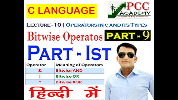 Lecture - 10 | C Operators and its Types Part - 9 (Bit wise Operator-Part-1)