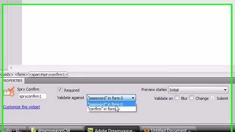 Dreamweaver CS4 Tutorial   35   Form Validation of a Confirmation