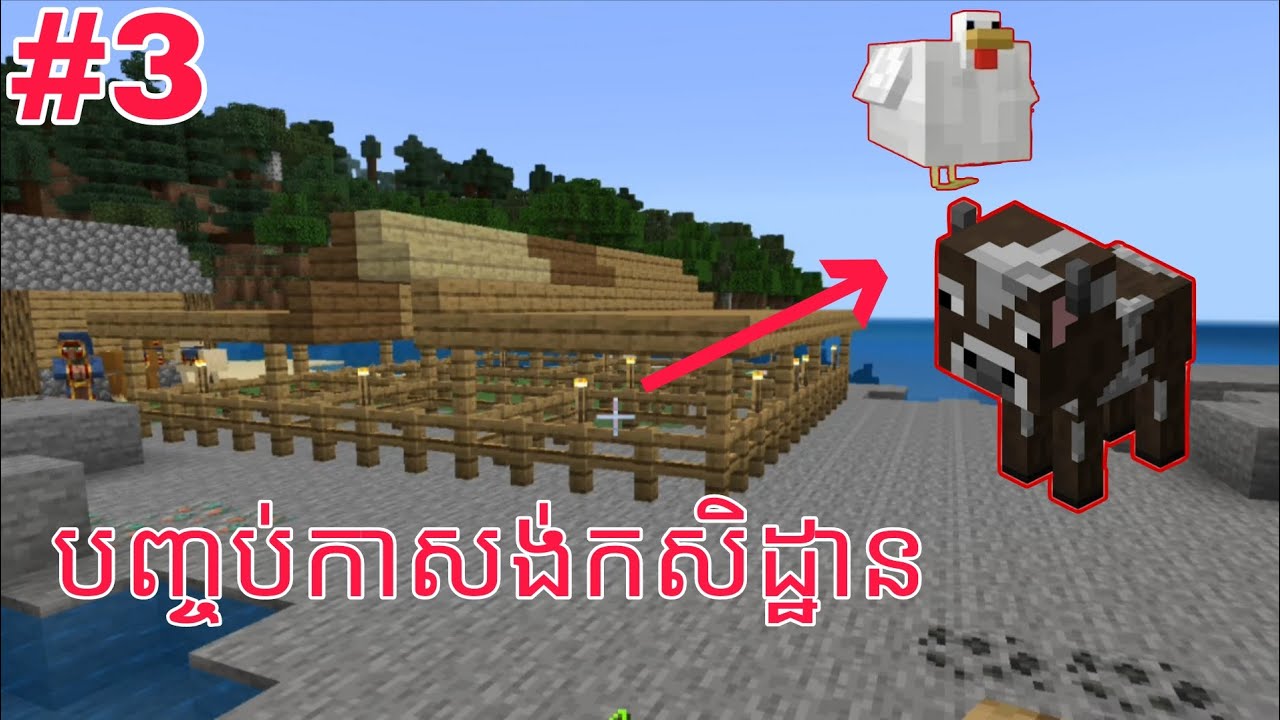 កសិដ្ឋានរបស់ខ្ញុំបានសាងសង់រួច😊 Minecraft Episode 3
