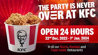 Craving KFC at midnight or after a late-night party - We Are Open 24 Hours This Festive Season