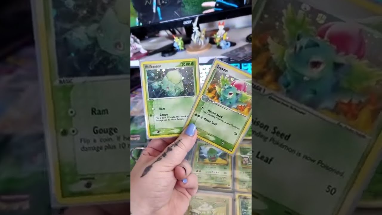 I love my 3 shiny bulbasaur/ivysaur/venusaur, what's your favourite pokemon  cards - 9GAG