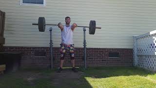 squat every day 39: 170x2 thrusters, 180 clean complex, and 225x7 front squats