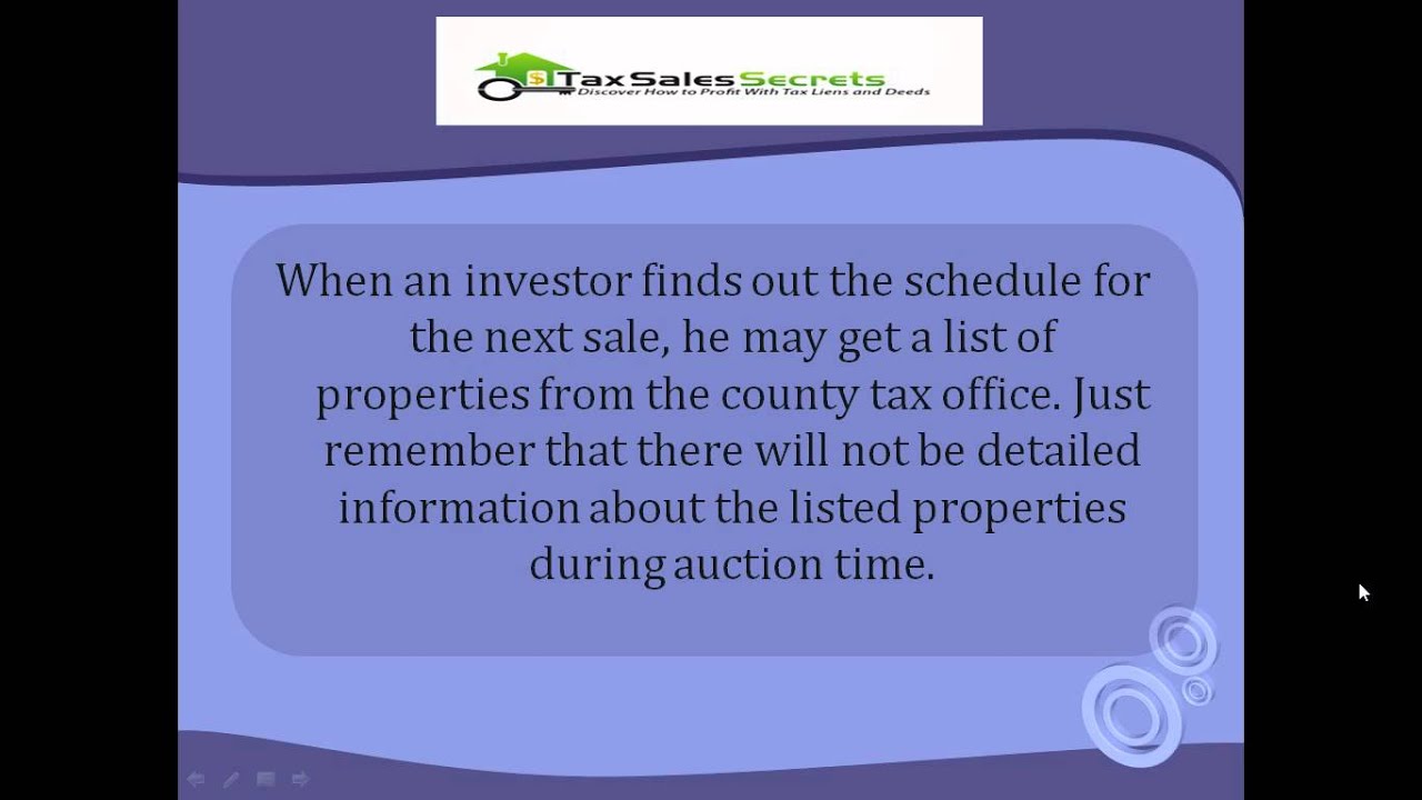 About Tax Lien Sales YouTube
