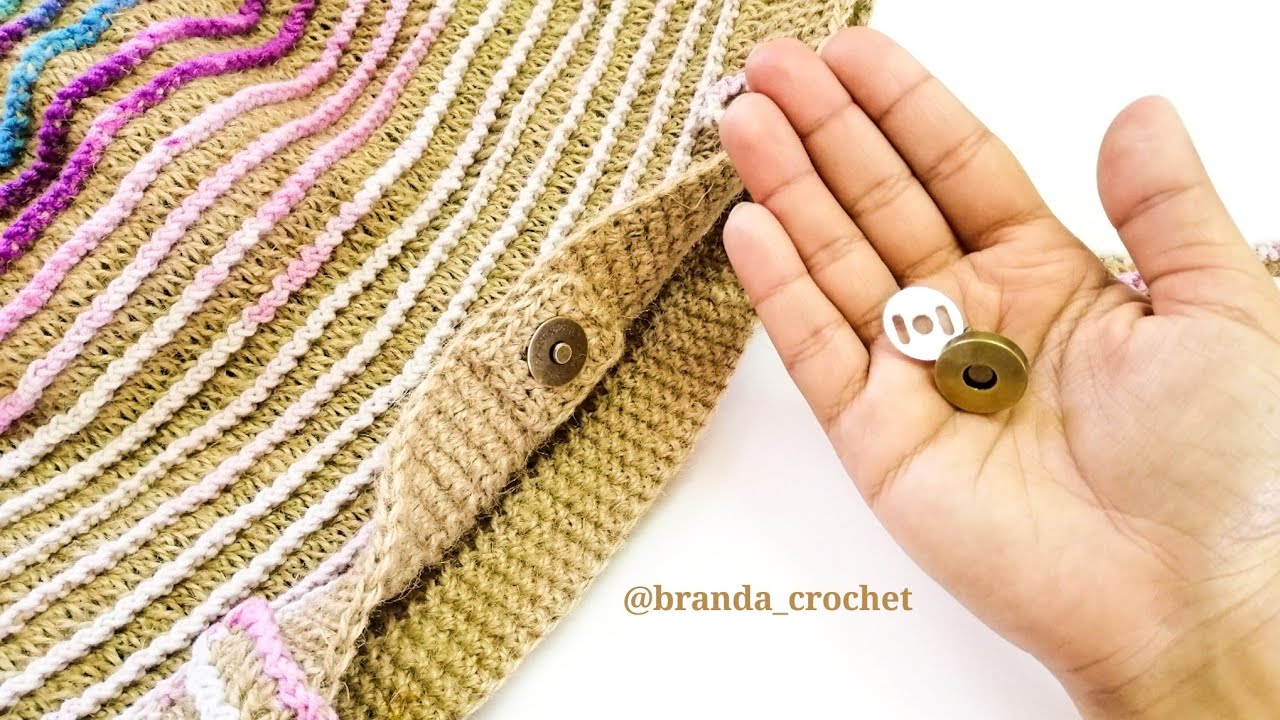 كروشيه تركيب الكبسونة بشكل احترافي في شنط الكروشيه